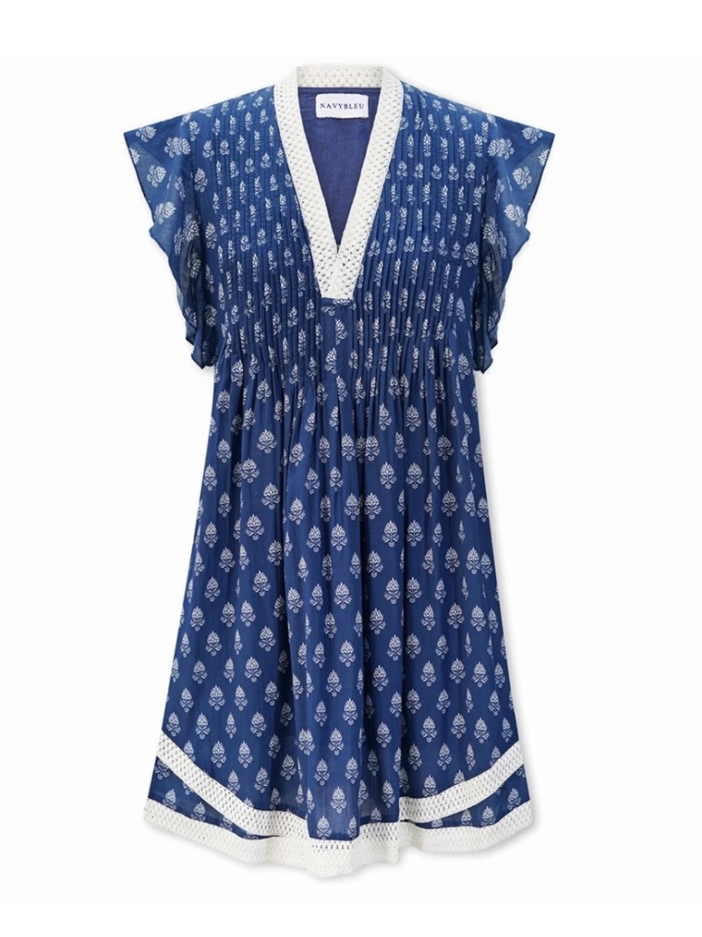 Navy Bleu Eden Dress | Navy Leaf, size small